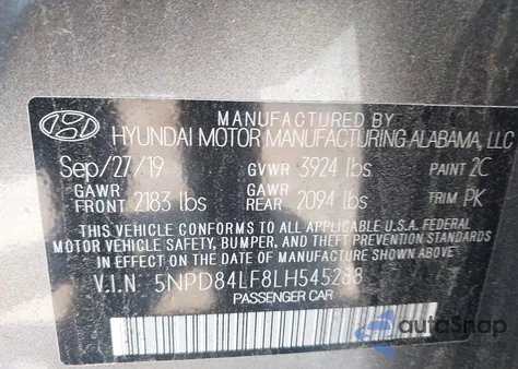 2020 Hyundai Elantra Value Edition from USA, damaged, VIN 5NPD84LF8LH545288
